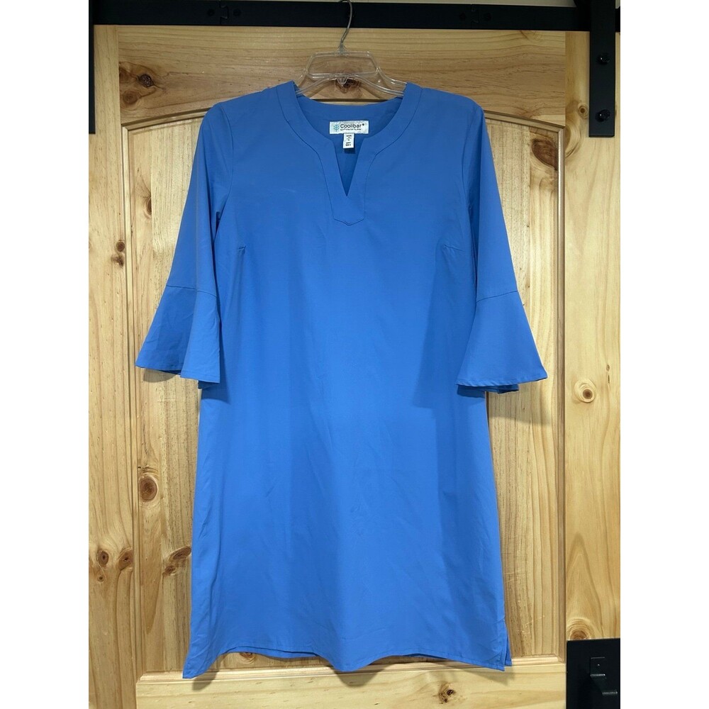 Coolibar Tunic Dress Size Small Ruffle Sleeves UPF 50 NWOT Periwinkle Blue